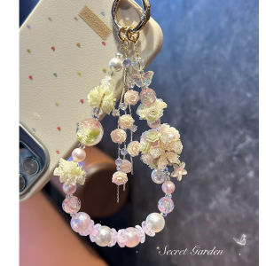 สร้อยข้อมือโทรศัพท์คริสตัลสีชมพูสำหรับผู้หญิง สร้อยคอโทรศัพท์มือถือพร้อมหัวใจเล็ก ดีไซน์หรูหรา น้ำหนักเบา ป้องกันการสูญหาย