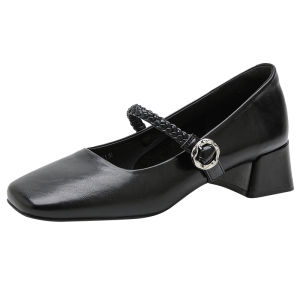 Josiny | Retro Brown Mary Jane Shoes Leather