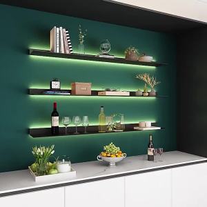 Lighted Iron Floating Shelf Display Rack