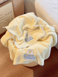 Khăn Tắm Hình Vịt Dễ Thương Coral Fleece Khăn Tắm Cotton Nguyên Chất Thấm Hút Nhanh Khô Cho Phụ Nữ Khăn Tắm Cho Người Lớn