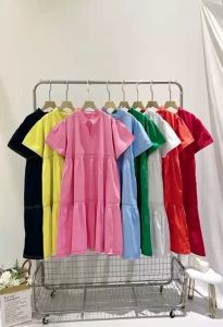 SJM RUFFLE DRESS BAHAN KATUN POPLIN LENGAN PENDEK V NECK IMPORT QUALITY 128