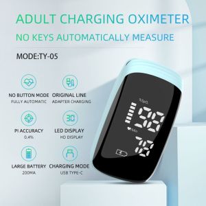 Oximeter Finger Pulse USB Rechargeable Lanyard Fingertip Pulse Oximeter Blood Oxygen Saturation Monitor Digital LED Display For Adults Child