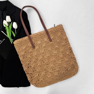 Versatile Travel Photography Knitted Bag Korean Style Single Shoulder Straw Weaving Bag for Women Universal Fashion Accessory