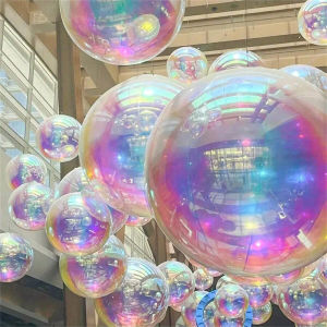 10in/22in/32in Rainbow Colorful 4D Holographic Balloon 4D Aluminum Foil Balloon Mermaid Rainbow Party Sparkling Party Decoration