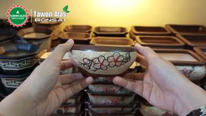 Pot Bonsai Keramik Bulat Mame