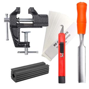 4Pcs/Set Golf Grip Replacement Tool Four Piece Bench Clamp Rubber Clamp Double-sided Tape Removal Hook Knife 