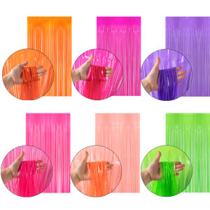 1x2M Neon Party Decorations Colorful Tinsel Foil Fringe Curtain Backdrop Photo Booth Props for Wedding Birthday Party Supplies