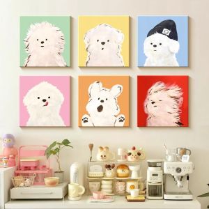 Scrawl Puppy Living Room Decorative Painting Ins Style Sofa Wall Painting Childrens Room Bedroom Bedside Combined Mural