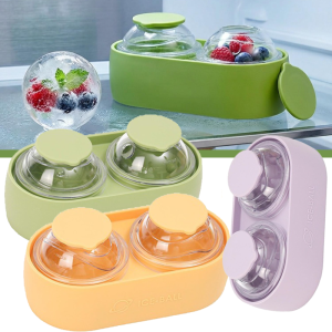 2-Cavity Round Ice Ball Silicone Mold / Flexible Detachable Design Effortless Ice Demolding Tray / Safe Food-Grade Ice Sphere Making Container