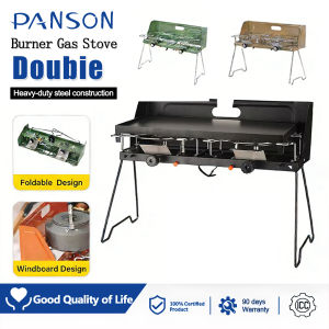PANSON Lightweight Folding Design Portable Camping Gas Stove Dual Burners for Outdoor Cooking/BBQ