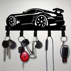 Multi-Purpose Metal Wall Art & Key Holder Spoiler Hook Rack & Organizer for Kitchen Bathroom & Garage Decor