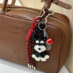 Handmade Miu Series Dog Keychain Cute Schnauzer Dog Bag Charm Couple Accessories Ballpoint Pen Key Holder Fashionable Bag Decor