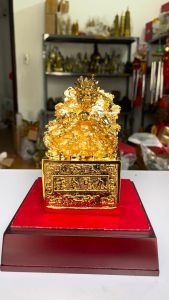 Ấn rồng mạ vàng 24K thăng quan tiến chức cao 18cm rộng 18cm (đã bao gồm đế+hộp)