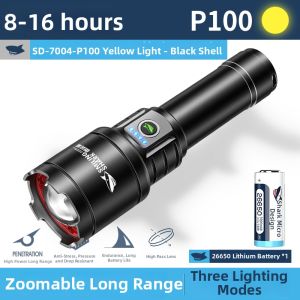 SMILING SHARK | Rechargeable Yellow Light LED Flashlight for Fishing Outdoor Use