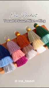 TASSEL 3 SUSUN NILON PREMIUM + RING EMAS GANTUNGAN TAS KUNCI BANTAL SOFA BAJU