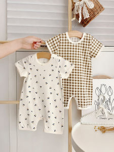 cat and fish | Short Sleeve Cotton Onesie For Boys 0-2 Years