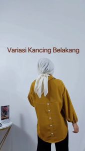 CARLINA KEMEJA BLOUSE WANITA CLAUDY VARIASI KANCING BELAKANG LENGAN BALON YENI CRINKLE KATUN