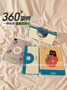 Ốp Lưng iPad Air 7/6 pro 11 Mini 7 Cho Apple 2025 Mới Có Tính Năng Hấp Thụ Từ Tính Hình Mèo Đen Kẻ Caro Có Thể Tháo Rời