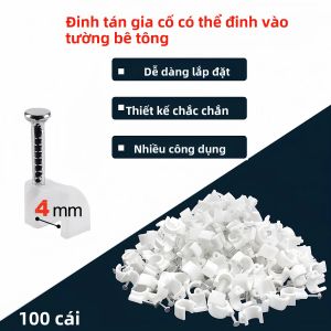 100 Chiếc Kẹp Cáp Tròn Màu Trắng Loại Đóng Đinh Dùng Cho Cáp Ethernet Cáp Đồng Trục Dây Loa Kẹp Nhựa Gắn Tường Để Sắp Xếp Dây Cáp