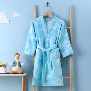 Pure Cotton Childrens Bathrobe Quick Dry Absorbent Swimming Bathing Boys Girls Cloth Durable Breathable Soft Fabric Robe