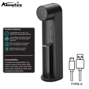 Alonefire C1 USB Charger 3.7V Rechargeable Flashlight Headlamp Torch Li-ion Battery Charger for 18650/16340/14500/21700/10440
