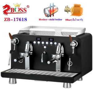 เครื่องชงกาแฟ58mm ระบบปั๊มดูดน้ำ 2หัวชง ZB-1761S สำหรับร้านคาเฟ่ เครื่องกาแฟเอสเพรสโซ่