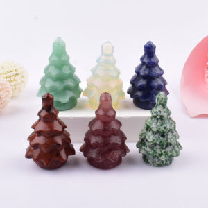 1PC หินคริสตัลธรรมชาติคริสต์มาสต้นไม้ตกแต่งแร่หัตถกรรม Reiki Healing DIY ของขวัญตกแต่งบ้าน