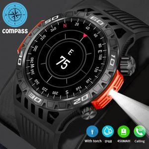 GPS Tracking Outdoor Military Rugged Smart Watch Mens Bluetooth Call Watch Compass IP68 Waterproof 450MAH Sports Smartwatches