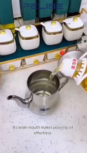 Pelise 304 Stainless Steel Oil Strainer Pot with Lid Filter Cooking Oil Container Bottle Dispenser