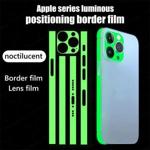 Glow in The Night Side Protective Film for iPhone 16 Pro Max 16e 15 Pro Max 14 Plus 13 Mini 12 Pro Max Anti Scratch Phone Border Sticker Edge Frame Protector + Camera Lens Protection