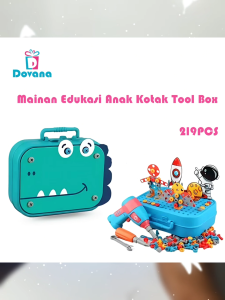 Dovana Mainan Sekrup Bor Anak Kotak Box Set 219pcs Perakitan Peralatan Simulasi Edukasi Screw Toys