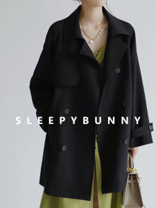 Elegant Slim British Style Casual Long Jacket for Petite Women Spring