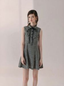 AIVEI | Sweet Style Petite Check Pattern Sleeveless Dress