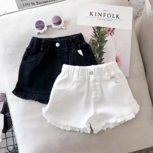 Child Girls Denim Shorts Summer New Childrens Black White Hot Pants Kids Solid Color Short Jeans Fashion Comfotable Thin Pants