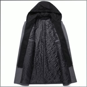 เสื้อคลุมหมวกที่ถอดออกได้ เสื้อโค้ทขนสัตว์ลําลอง ทนต่อการสึกหรอและทนทานฤดูใบไม้ร่วงและฤดูหนาวเสื้อคลุมขนสัตว์