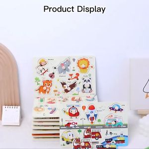 Wooden Peg Puzzles for Kids Wooden Educational Montessori Toys Hand Grip Jigsaw Puzzle Kids Baby Early Learning Knob Pegged Puzzle Toddler Alphabet Number Animal Food Puzzles with Knob Wooden Peg Puzzles for Kids