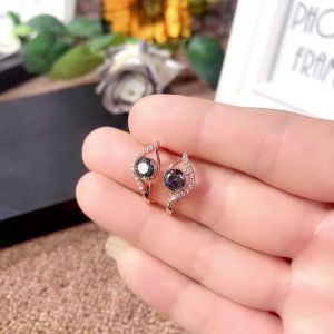 Huitan Rose Gold Color Hoop Earrings with Colored Cubic Zircon Luxury Accessories for Women Wedding Party Aesthetic Lady Jewelry