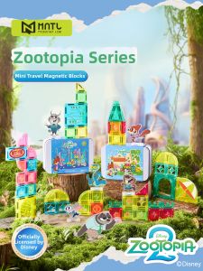 Educational Crazy Animal City Magnetic Building Tiles Mini Set