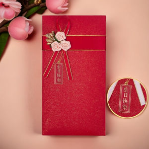 Happy Birthday Creative Personalized 3D Floral Art Red Envelope Full Moon Ceremony High End Elegant Single Piece Gift