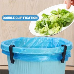 10pcs Garbage Bin Fixed Clip Waste Basket Rubbish Bag Anti-Slip Holder Clamp Snack Bag Sealing Clips Kitchen Storage Organizer