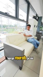 FINSSO Khalifa Luxury Sofa PVC CLASSIC LEATHER & FABRIC / 2 seater / 3 seater / Sofa Premium / Sofa kulit Murah