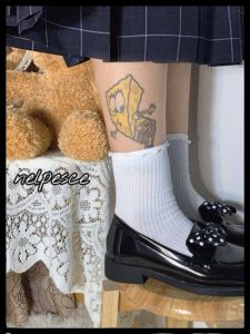 Basic Style Fleece Lined School Uniform Shoes Small Leather Shoes mid Heel JK Uniform Shoes for Women DK Kids Slip on Shoes