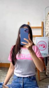QR - RG OOTD PAKAIAN WANITA LENGAN PENDEK / Crop Top Wanita BARBIE TONE (LD 88 P 40) / KAOS WANITA VIRAL