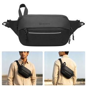 MENSPE Belt Bags for Men Waterproof Chest Bags Sling Bag for Motorcycle rider Casual Fanny Waist Packs Message Bag Travel Belt Bag Water Resistant Shoulder Pouch For Money Phone Mini Pad Shoulder Black Bag