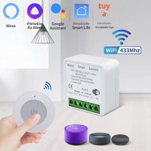 สวิตช์อัจฉริยะ RF 433Mhz Tuya Smart Wifi พร้อมรีโมทไร้สาย ควบคุมผ่านแอป Smart Life รองรับการสั่งงานด้วยเสียงผ่าน Alexa Google Home และ Alice ใช้ไฟ AC100-240V