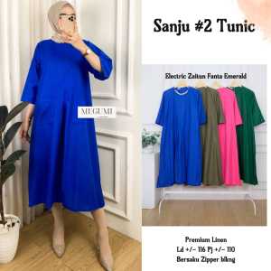 Baju Atasan Wanita Tunik Sanju Bahan Linen Premium Pakaian Wanita | GOODSAJI HIJABSTUFF