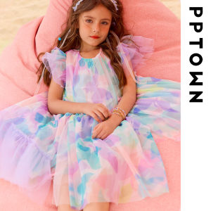 PPTOWN | Summer Children Princess Dress Gradation Netting