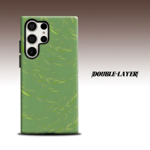 Simple Green Leaf For Samsung Galaxy S26 S25 S24 A56 A36 Dual Layer Luxury Fashion Full Lens Protective Case