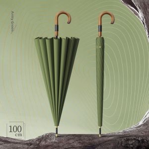 MUZHOUYU | Durable and Wind Resistant Umbrella Wooden Curved Handle Large Size