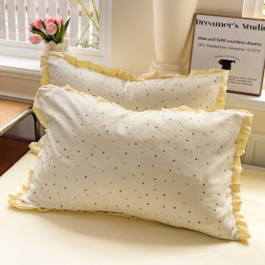 New 2025 High Grammage Knitted Double Layer Lace Style Pillowcase 48*74cm Home Use Pair Cotton Bedding Single Person Pillow